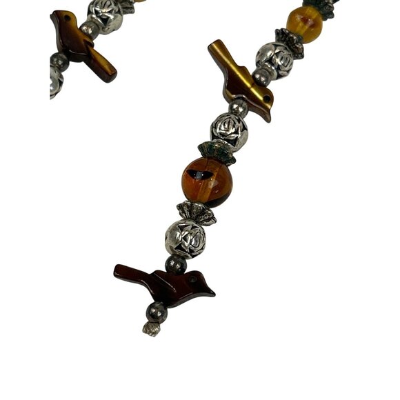 Hair Barrette Tortoiseshell Birds Silver Beaded Hair Clip Dangle Goody - Picture 3 of 7